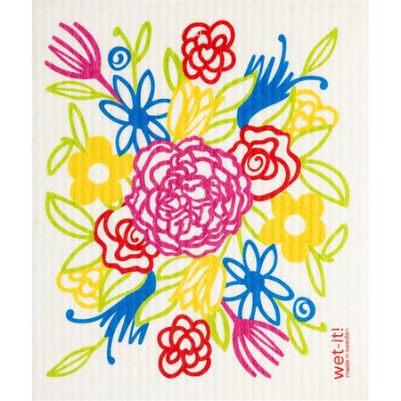 WET-IT! Cellulose & Cotton Floral Bouquet Dish Cloth; Multi Color 6004962